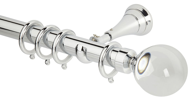 Neo Premium Plain Ball Clear Chrome Effect 28mm Curtain Pole