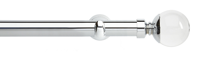 Neo Premium Plain Ball Clear Chrome Eyelet 28mm Curtain Pole