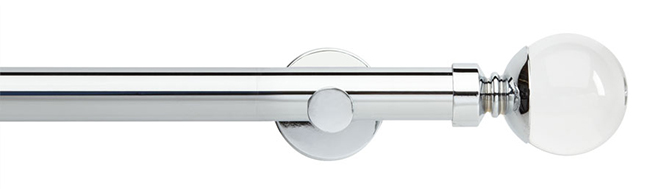 Neo Premium Plain Ball Clear Chrome Eyelet 28mm Curtain Pole