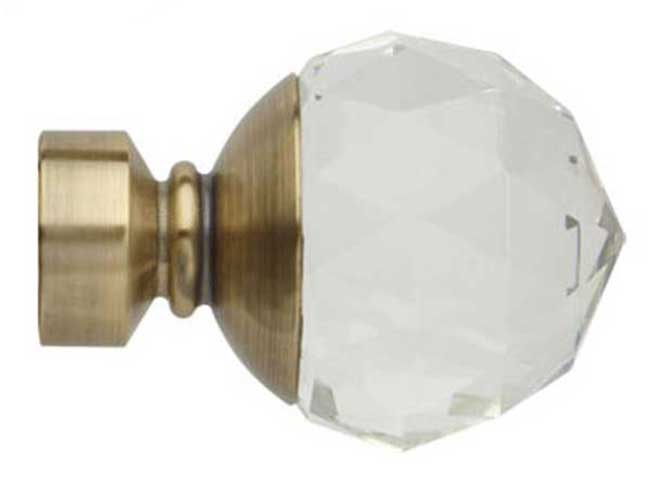 Neo Premium Faceted Ball Clear Spun Brass Effect 28mm Finial