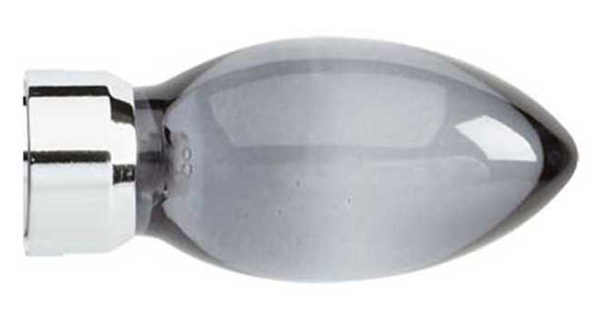 Neo Premium Teardrop Smoke Grey Chrome Effect 28mm Finials