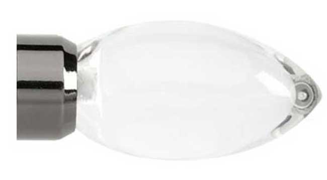 Neo Premium Teardrop Clear Black Nickel Effect 28mm Finials