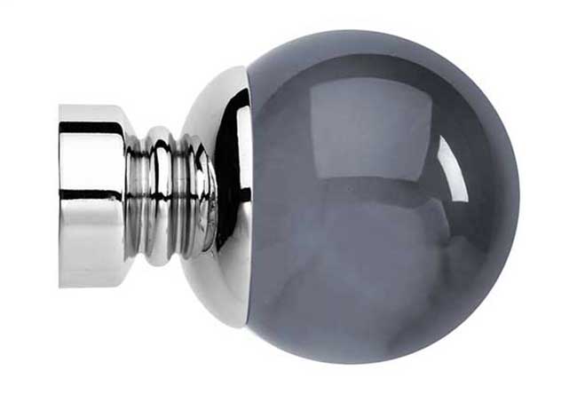 Neo Premium Plain Ball Smoke Grey Chrome Effect 35mm Finials
