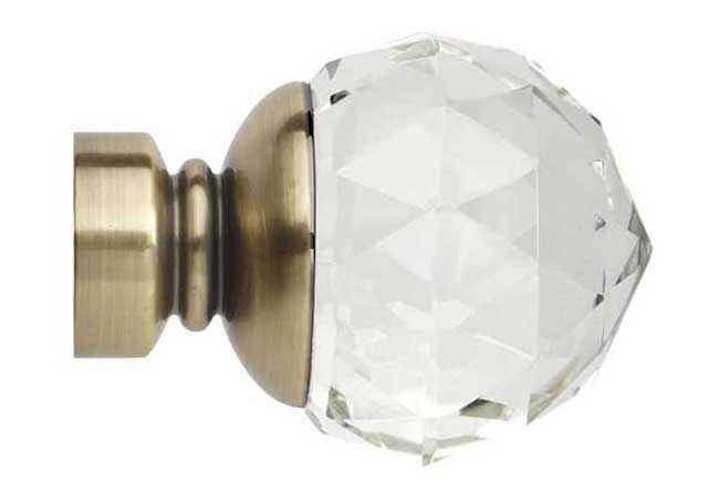 Neo Premium Faceted Ball Clear Spun Brass Effect 35mm Finial