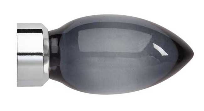 Neo Premium Teardrop Smoke Grey Chrome Effect 35mm Finials