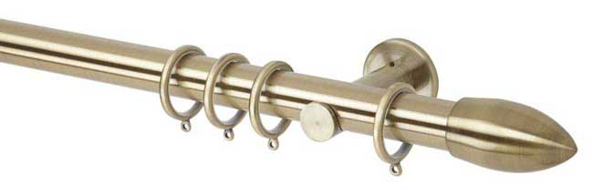 35mm Neo Bullet Spun Brass Curtain Pole 240cm