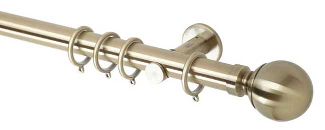 35mm Neo Ball Spun Brass Curtain Pole 300cm