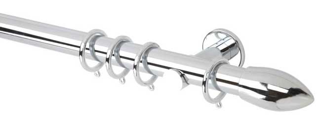 35mm Neo Bullet Chrome Curtain Pole 300cm