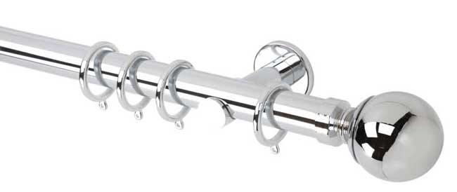 35mm Neo Ball Chrome Curtain Pole 300cm