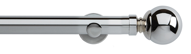 35mm Neo Ball Chrome Eyelet Curtain Pole 240cm