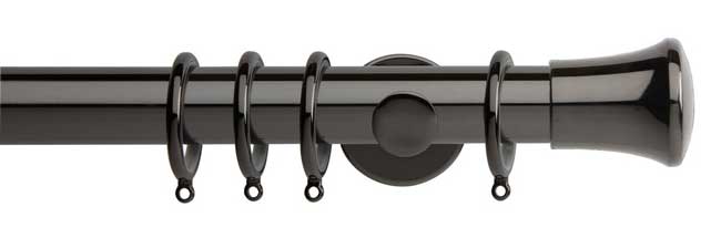 35mm Neo Trumpet Black Nickel Curtain Pole 120cm
