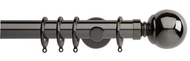 35mm Neo Ball Black Nickel Curtain Pole 120cm