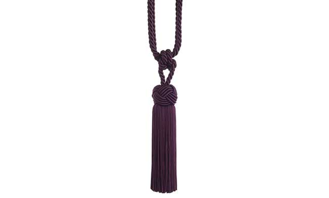 Swish Cheviot Tassel Tieback Aubergine