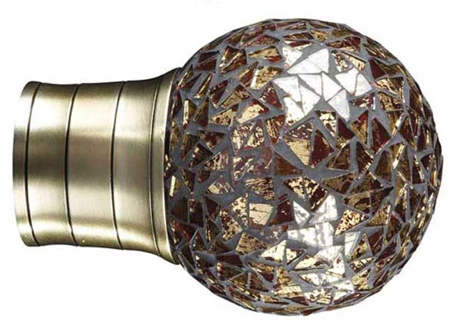 50mm Galleria Burnished Brass Mozaic Gold Ball Finial