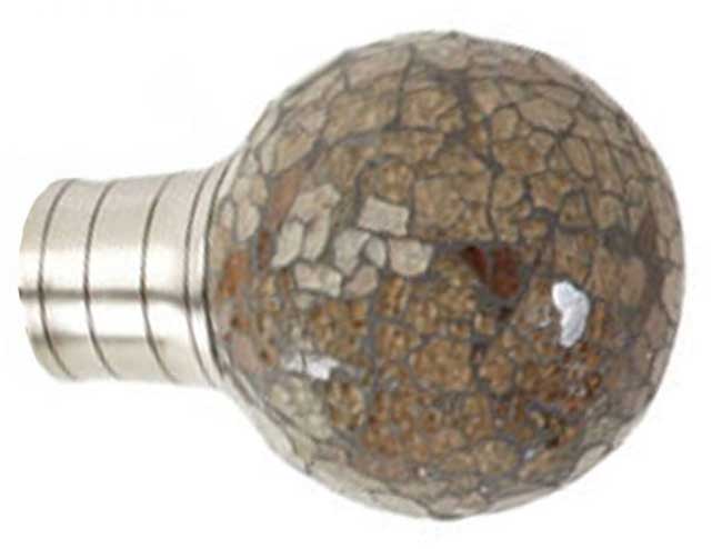 35mm Galleria Brushed Silver Mocha Mozaic Ball Finial