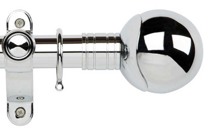 50mm Galleria Metals Chrome Orb Curtain Pole 480cm