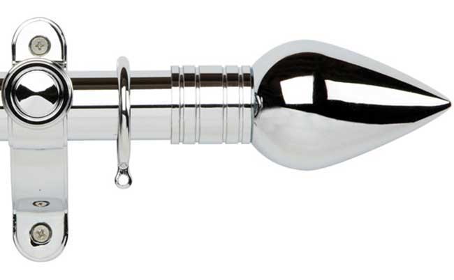 50mm Galleria Metals Chrome Teardrop Curtain Pole 200cm