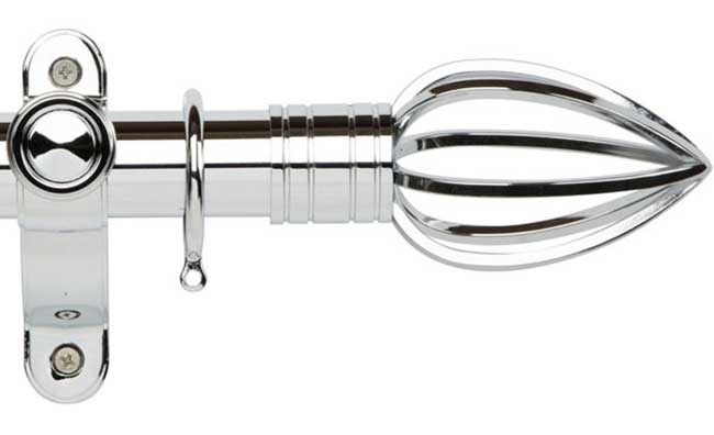 35mm Galleria Metals Chrome Caged Spear Curtain Pole 400cm