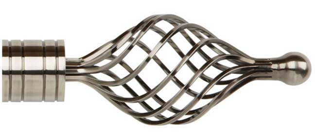 50mm Galleria Metals Brushed Silver Twisted Cage Finial