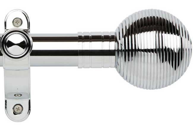 35mm Galleria Metals Chrome Ribbed Ball Eyelet Curtain Pole
