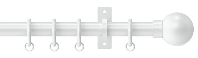 25mm Arc China White Ball Curtain Pole 300cm