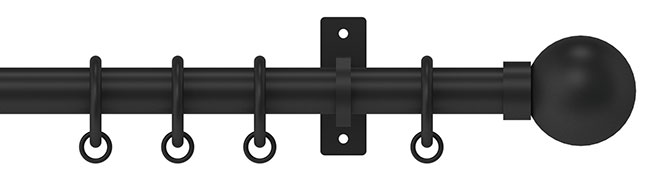 25mm Arc Soft Black Ball Curtain Pole 400cm