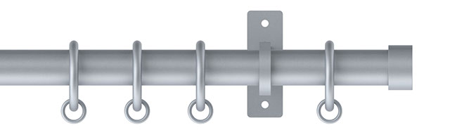 25mm Arc Soft Silver Stud Curtain Pole 600cm