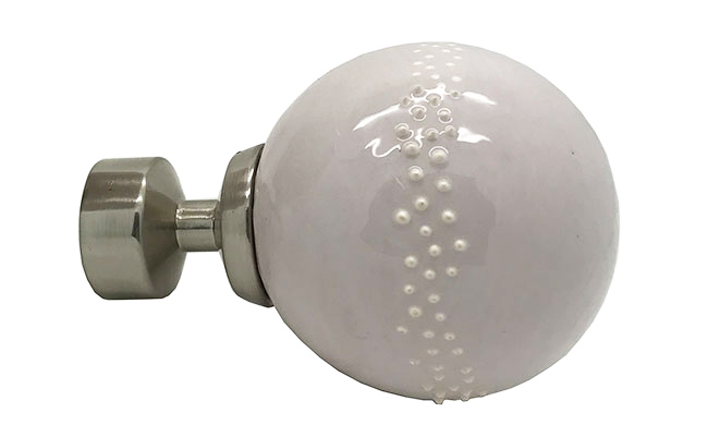 Funky Finials - 28mm Grey Dotty Band Glazed Ball Finials - S