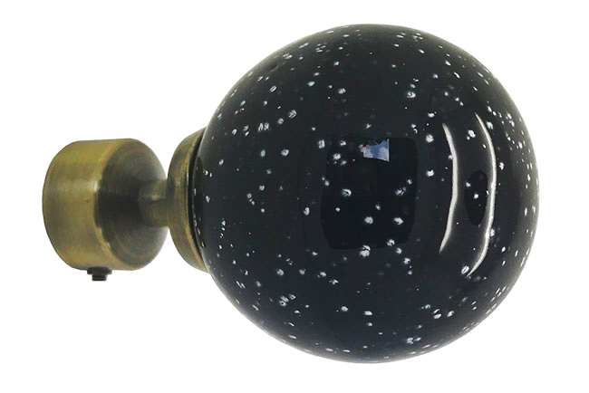 Funky Finials - 28mm Black Universe Glazed Ball Finials - An