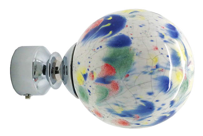 Funky Finials - 28mm Harlequin Glazed Ball Finials - Chrome