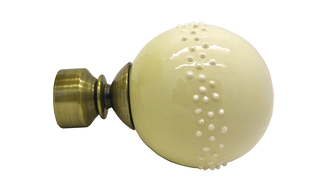 Funky Finials - 28mm Pale Green Dotty Band Glazed Ball Finia