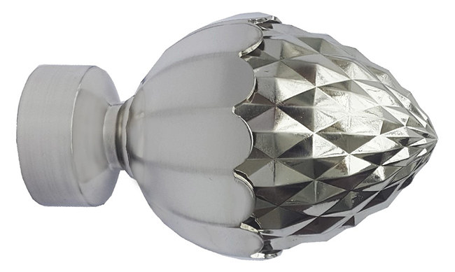 Speedy 35mm Acorn Finial Satin Silver (Pair)