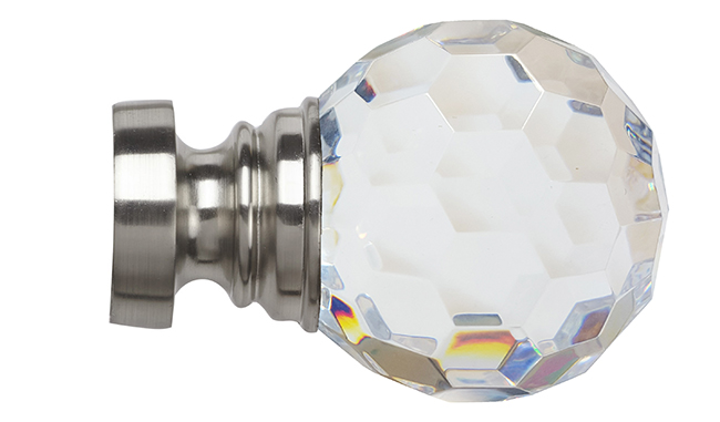 Speedy 35mm Acrylic Ball Finial Satin Silver (Pair)
