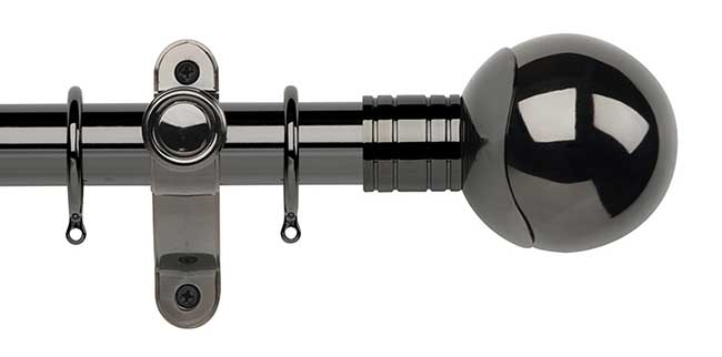 35mm Galleria Metals Black Nickel Orb Curtain Pole 150cm