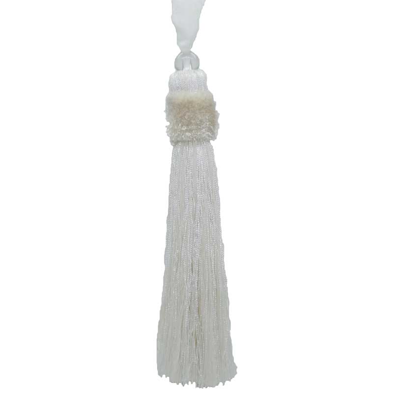 Lou Lou Ribbon Tassel Tieback - White