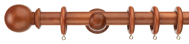 Swish Naturals 35mm Wood Curtain Poles 240cm Chestnut Ball