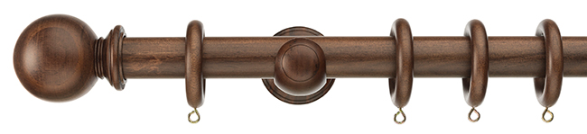 Swish Naturals 35mm Wood Curtain Poles 360cm Dark Walnut Bal