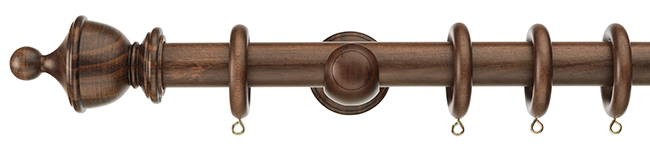 Swish Naturals 35mm Wood Curtain Poles 150cm Dark Walnut Urn