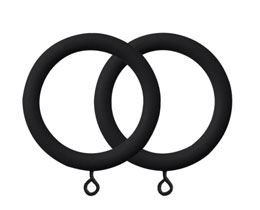 Shore Curtain Rings for 35mm Pole Set - Black - Pack of 6