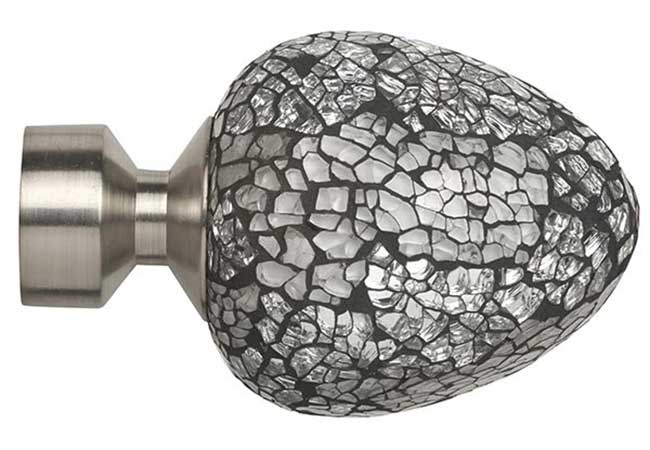 Speedy 28mm Poles Apart Alexia (Silver Mirror) Finials Satin