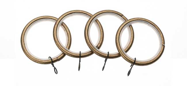 GOLD Metal Curtain Rings with Clips For 3/4" Pole set of 8