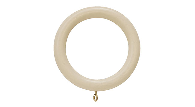 Cream Rolls Woodline 50mm Wooden Curtain Rings 4 Pack