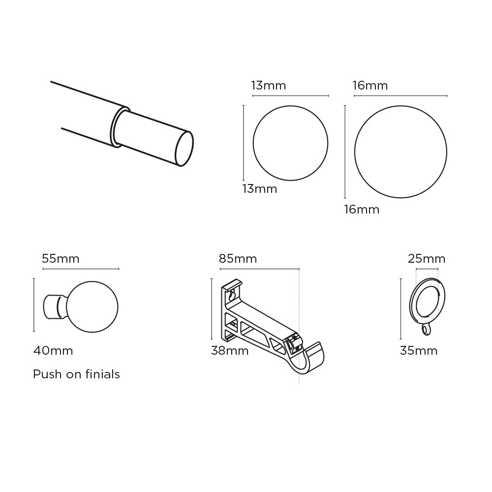 Speedy 13-16mm 120-210cm Simply Ball Pole set Black