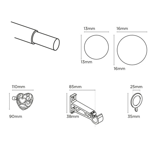 Speedy 13-16mm 150-280cm Heart Pole set Cream