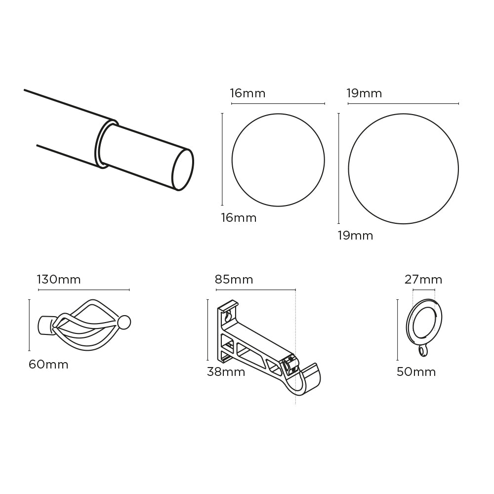 Speedy 16/19mm 125-215cm Crown Pole set Silver