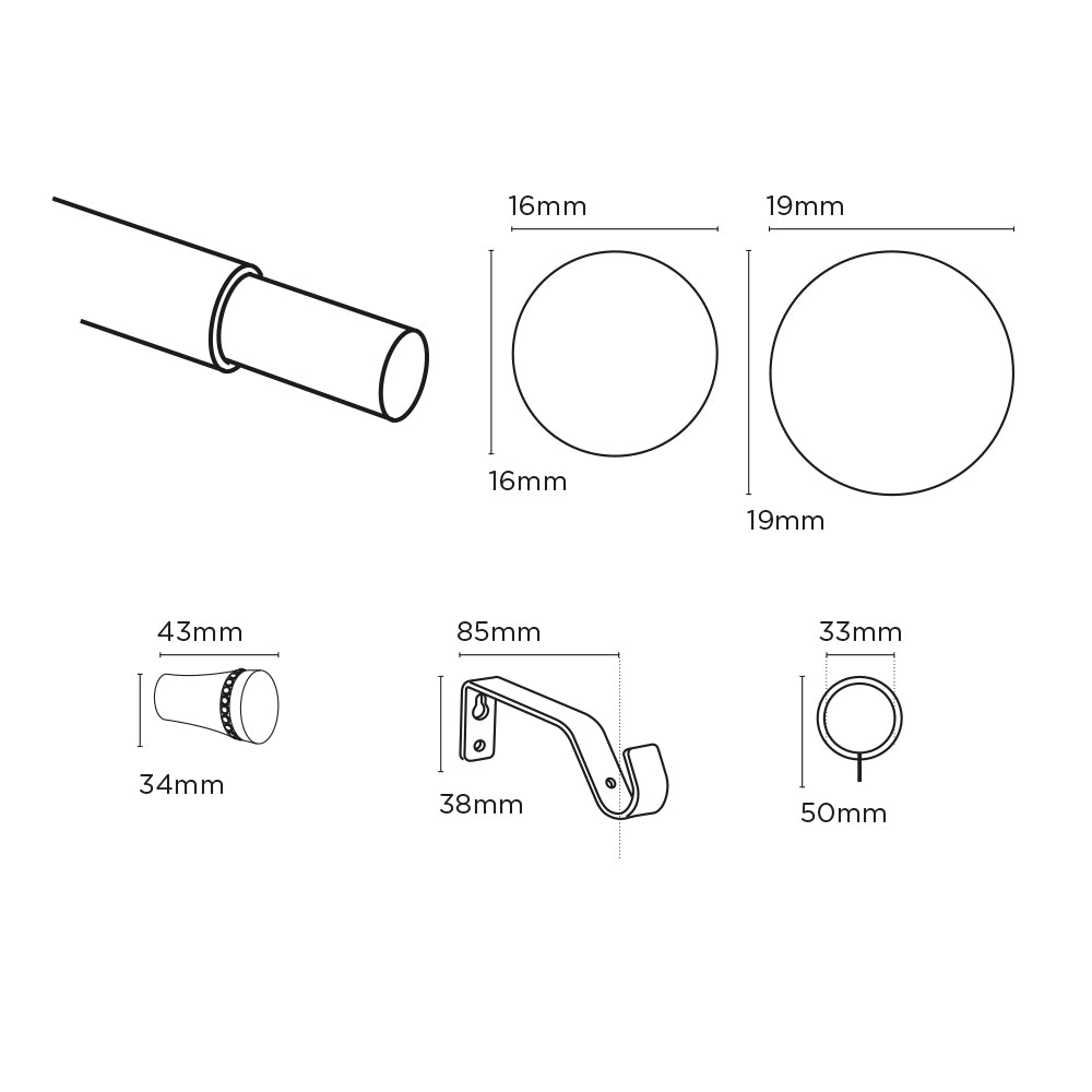 Speedy 16/19mm 170-300cm Trumpet Pole set Chrome