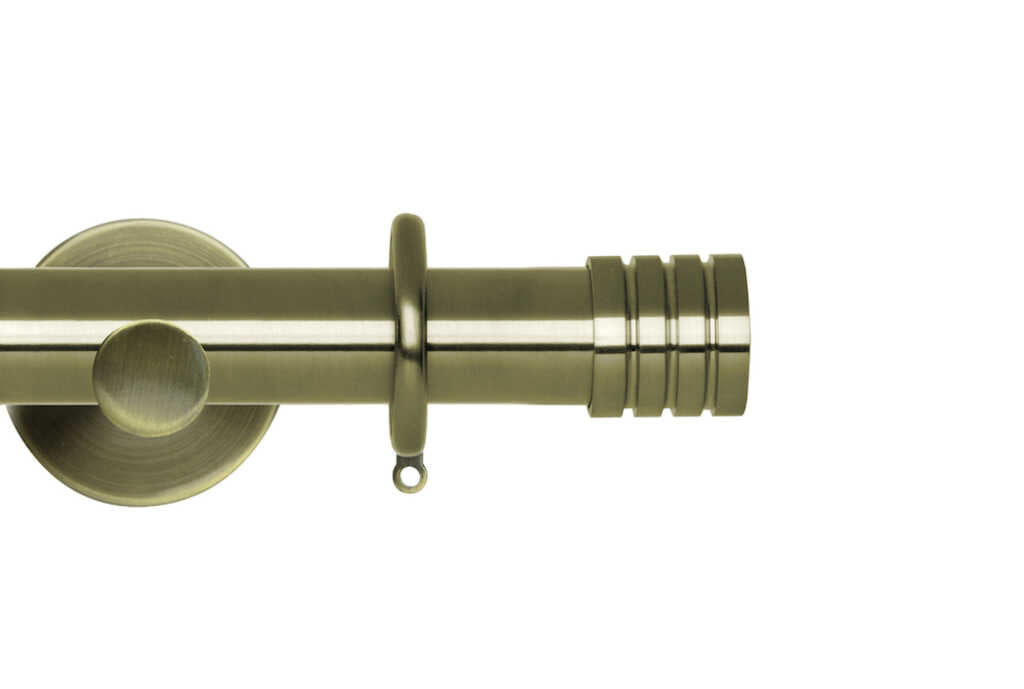 28mm Neo Stud Spun Brass Curtain Pole 180cm Cyl