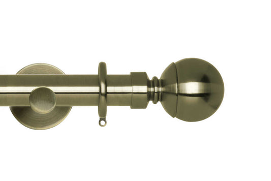 28mm Neo Ball Spun Brass Curtain Pole 180cm Cyl
