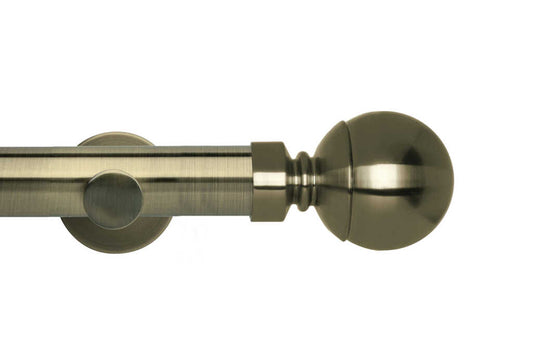 28mm Neo Ball Spun Brass Eyelet Curtain Pole 120cm Cyl