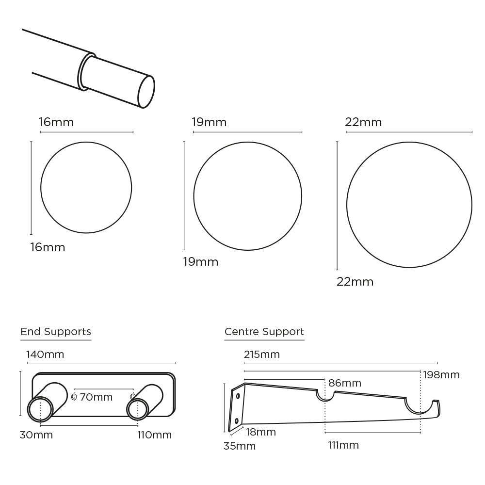 Speedy 19-22/16-19mm 210-360cm Double Room Darkening Pole set Satin Silver